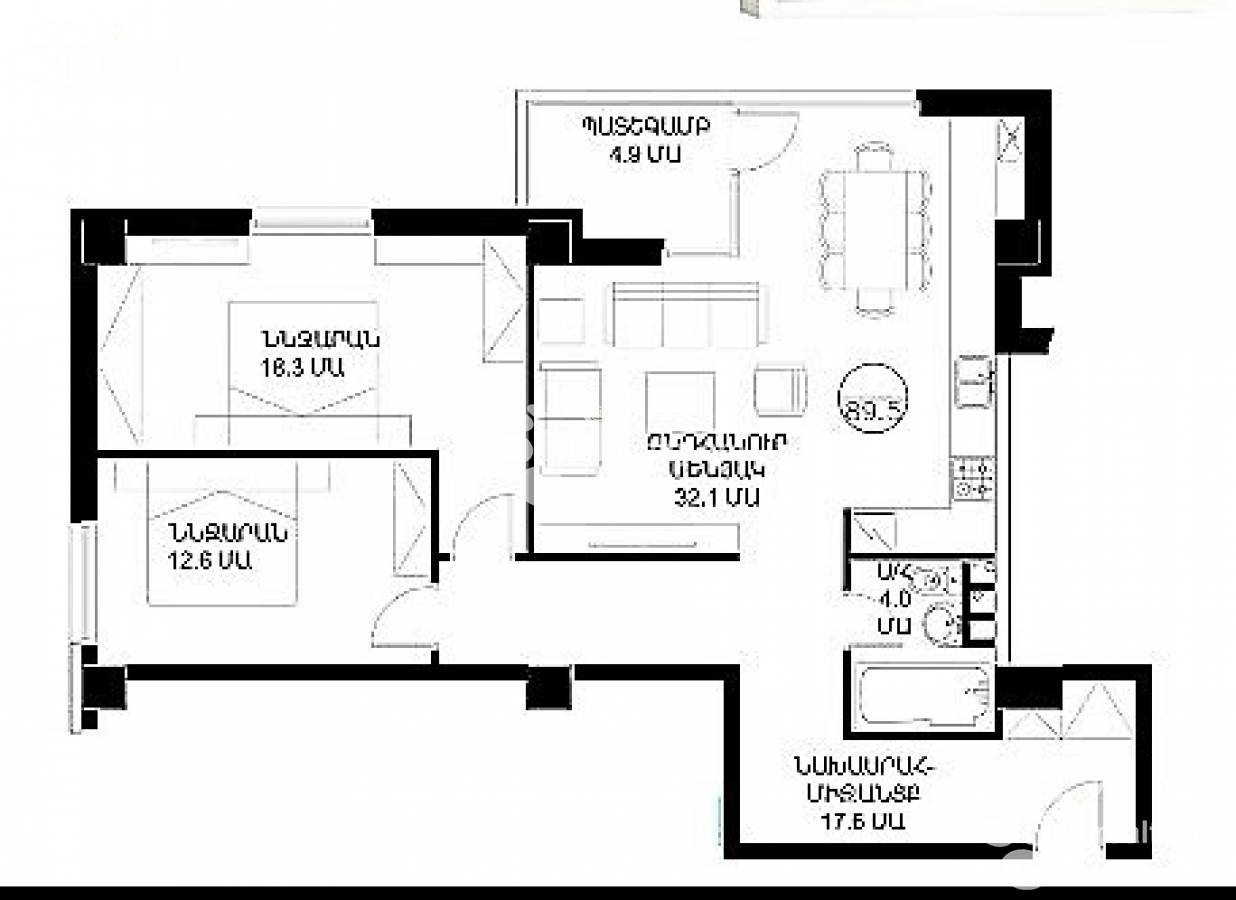3 սենյականոց բնակարան  Մամիկոնյանց փող, Արաբկիր Երևան, 129105