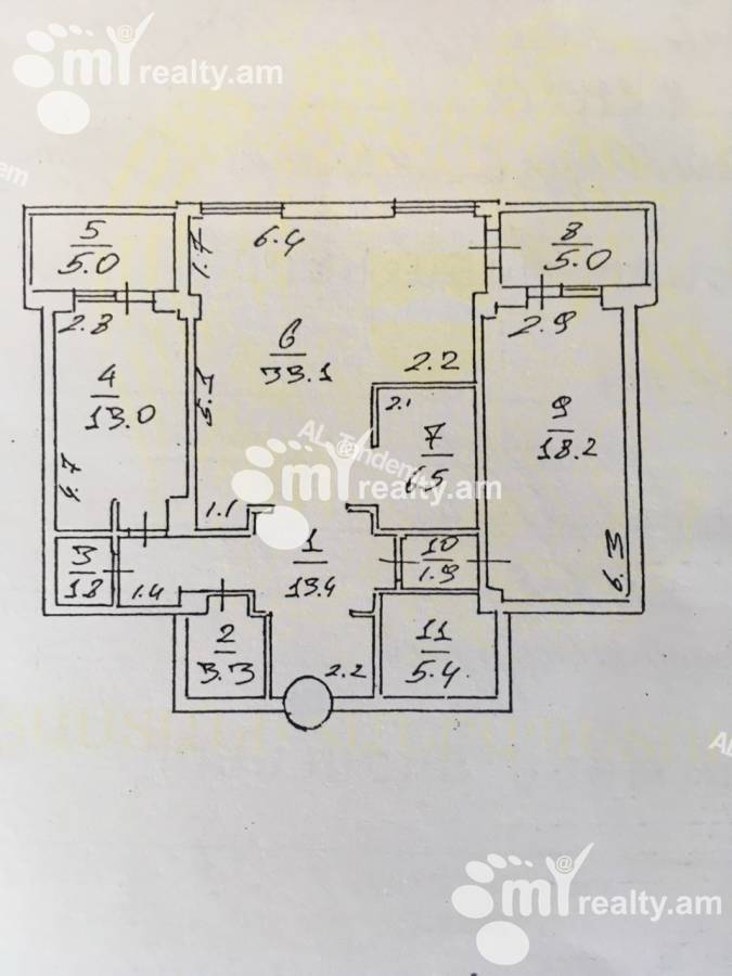 3 bedroom apartment for sale Rostom St, Center Yerevan, 142274