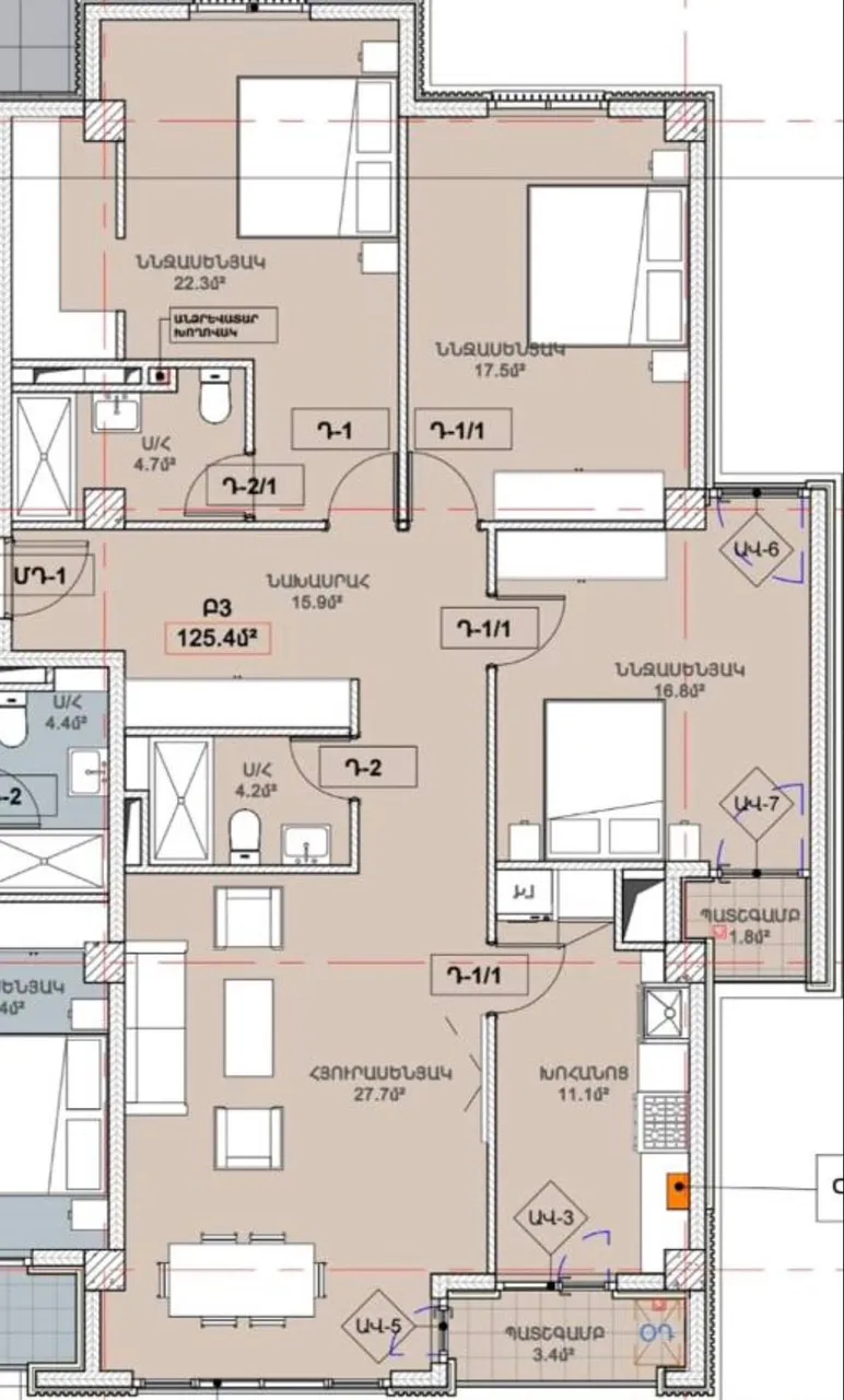 4 bedroom apartment for sale Antarayin St, Center Yerevan, 159758