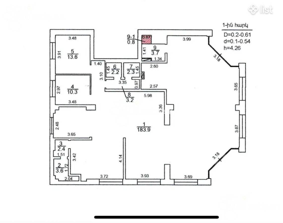 Commercial property for rent Argishti St, Center Yerevan, 156625