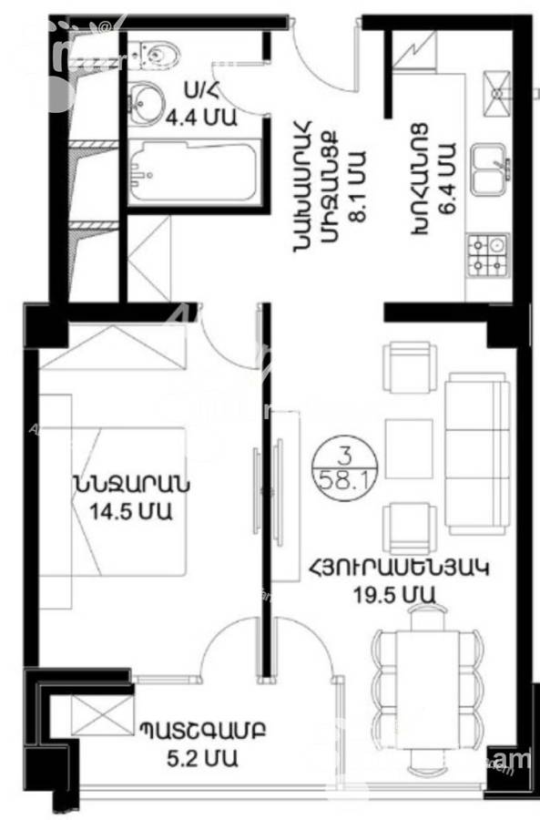 2 bedroom apartment for sale Mamikoniants St, Arabkir Yerevan, 143568